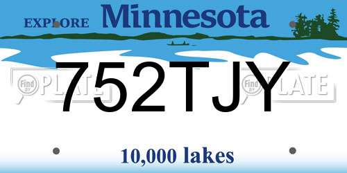 752TJY Minnesota License Plate