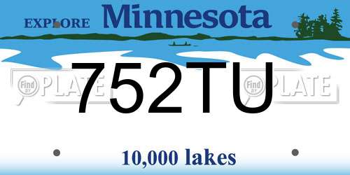 752TU Minnesota License Plate