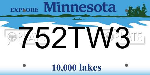 752TW3 Minnesota License Plate