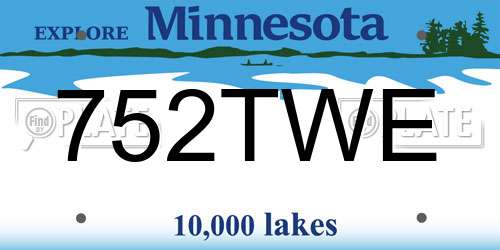 752TWE Minnesota License Plate