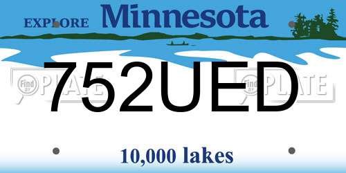 752UED Minnesota License Plate