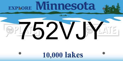 752VJY Minnesota License Plate