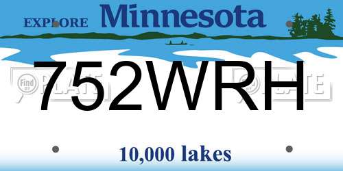 752WRH Minnesota License Plate