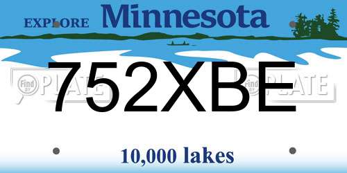 752XBE Minnesota License Plate