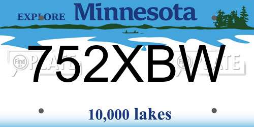 752XBW Minnesota License Plate
