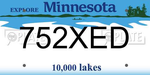 752XED Minnesota License Plate