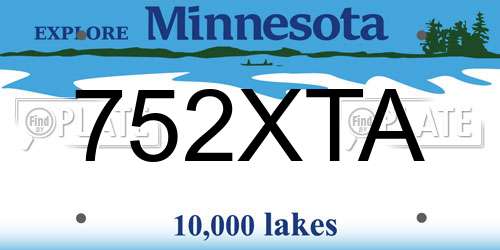 752XTA Minnesota License Plate
