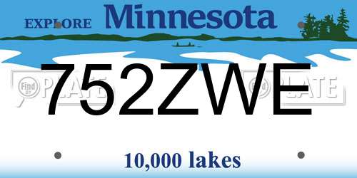 752ZWE Minnesota License Plate