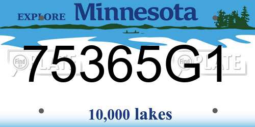 75365G1 Minnesota License Plate