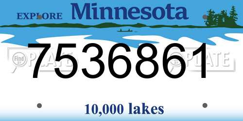 7536861 Minnesota License Plate