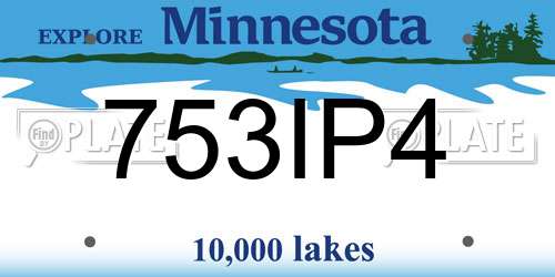 753IP4 Minnesota License Plate
