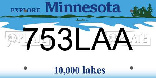 753LAA Minnesota License Plate