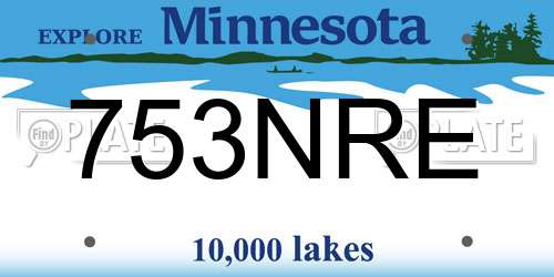 753NRE Minnesota License Plate