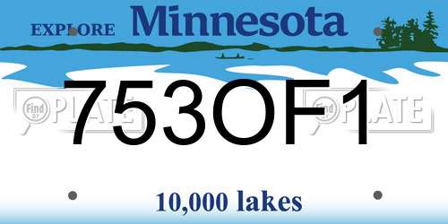 753OF1 Minnesota License Plate