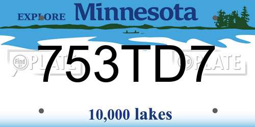 753TD7 Minnesota License Plate