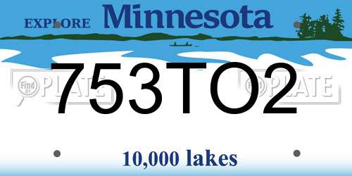 753TO2 Minnesota License Plate