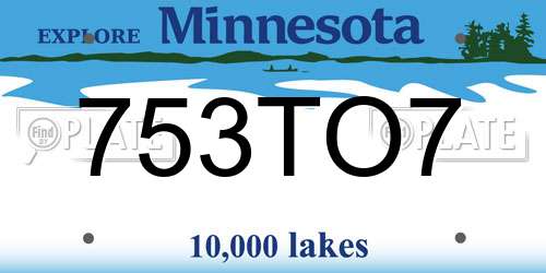 753TO7 Minnesota License Plate