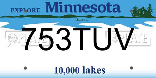 753TUV Minnesota License Plate