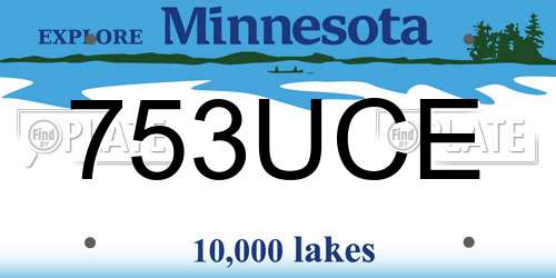 753UCE Minnesota License Plate