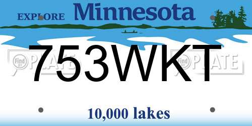 753WKT Minnesota License Plate