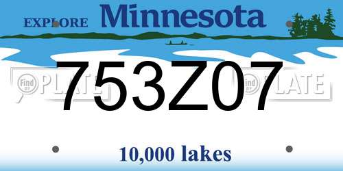 753Z07 Minnesota License Plate