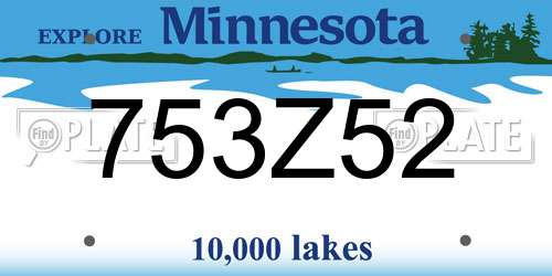 753Z52 Minnesota License Plate
