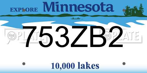 753ZB2 Minnesota License Plate