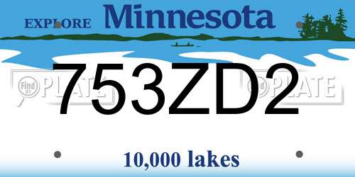 753ZD2 Minnesota License Plate