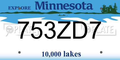 753ZD7 Minnesota License Plate
