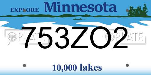 753ZO2 Minnesota License Plate