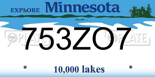 753ZO7 Minnesota License Plate