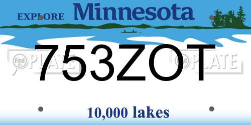 753ZOT Minnesota License Plate