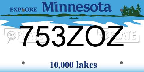 753ZOZ Minnesota License Plate