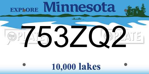 753ZQ2 Minnesota License Plate