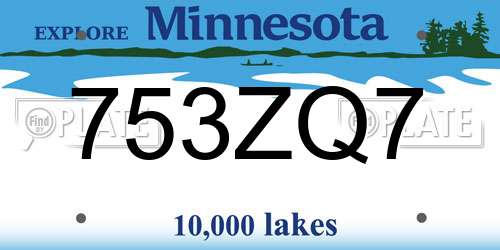 753ZQ7 Minnesota License Plate
