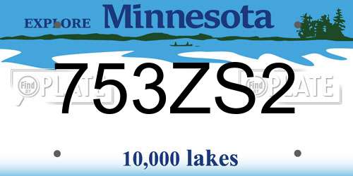 753ZS2 Minnesota License Plate