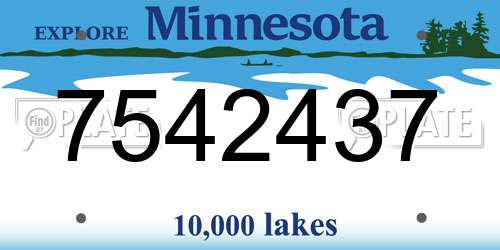 7542437 Minnesota License Plate