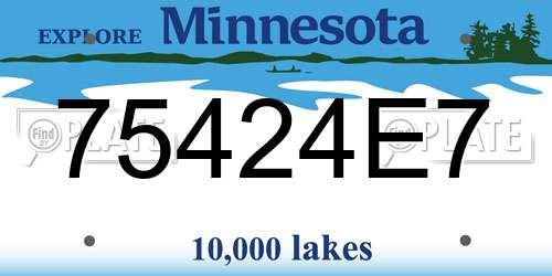 75424E7 Minnesota License Plate