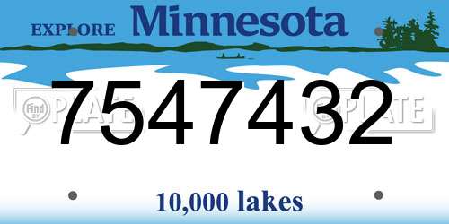 7547432 Minnesota License Plate