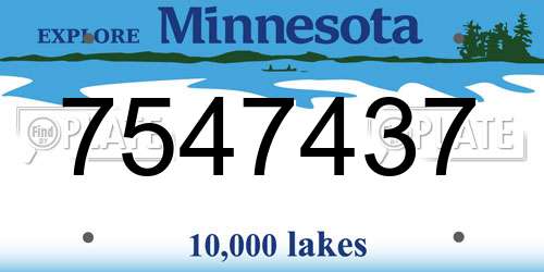 7547437 Minnesota License Plate