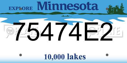 75474E2 Minnesota License Plate