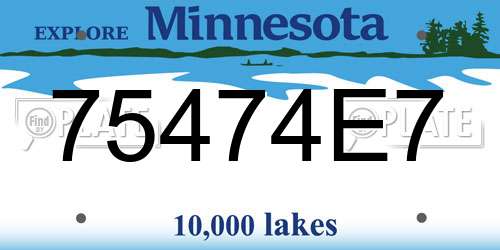 75474E7 Minnesota License Plate