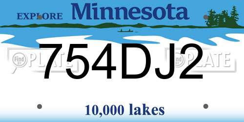 754DJ2 Minnesota License Plate