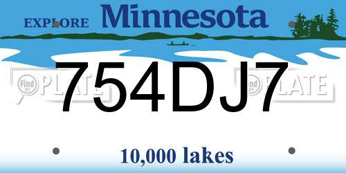754DJ7 Minnesota License Plate