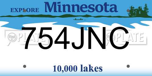 754JNC Minnesota License Plate