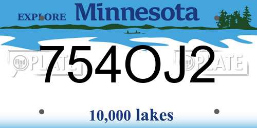 754OJ2 Minnesota License Plate