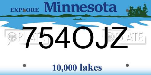 754OJZ Minnesota License Plate