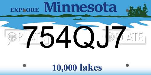 754QJ7 Minnesota License Plate