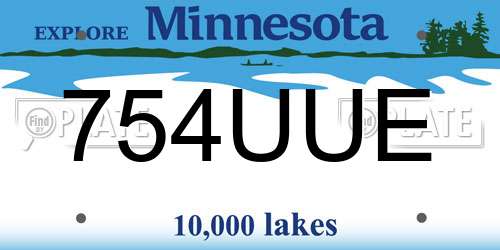754UUE Minnesota License Plate