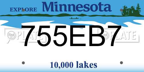 755EB7 Minnesota License Plate